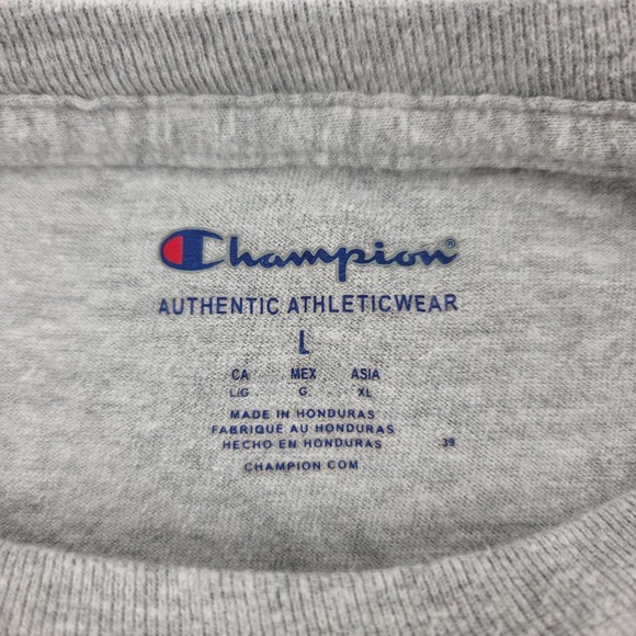 Champion Shirt Mens Large Gray Short Sleeve Athleticwear‎ Logo Print T-Shirt - Picture 4 of 13